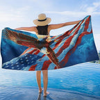 1 Pack Car Towel Seat Covers with Storage Bag, Multifunctional Towel for Gym Outdoor Sport, Picnic, Beach, Pet Dog Travel,Non-Slip Washable Car Seat Protector (Bald Eagle)