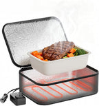 Portable Food Warmer - Heated Lunch Box for Adluts - Electric Thermal Lunch Bag with Buckle Handle, Heating Food Warmer Bags for 12V/24V Car & Truck, 110V/220V Home/Office, Astral