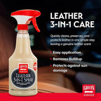 Griot's Garage Leather 3-in-1 Spray, Cleaner and Conditioner for Leather and Vinyl, Car Seats and Vehicle Interior, Truck, RV, Boats, and Home, 10963, 22 oz