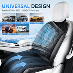 FLORICH Cooling Car Seat Cover 12V-24V Ventilated Cooling Car Seat Cushion with 3-Speed Adjustable Breathable Mesh & Leather Cooling Seat Pad Universal Fit Car SUV Truck Van for Summer Driving, Black
