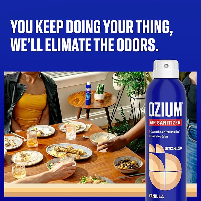 Ozium 8 Oz. Air Sanitizer & Odor Eliminator for Homes, Cars, Offices and More, Vanilla Scent, Pack of 1