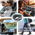 Neck Pillow for Traveling, Travel Neck Pillow for Airplanes, 100% Pure Memory Foam, 360° Support Stowable Pillows for Sleeping, Breathable & Washable Cover, Compact for Travel, Car & Office (Gray)