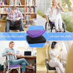 TushGuard Gel Seat Cushion for Long Sitting, Enlarged & Thickened Patent Design, Breathable Cooling for Office Chair, Soft Car Seat Cushion for Wheelchair (2.2" Thick, Black)