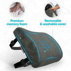FORTEM Lumbar Support Pillow for Office Chair, Lumbar Support Pillow for Car, Back Rest for Gaming, Memory Foam Pillow, Desk Chair Cushion, Breathable & Washable Cover, Adjustable Straps