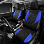 CAR PASS Leather Seat Covers-Universal Quilting Car Seat Cover with 5mm Composite Sponge Inside,Airbag Compatible,Front and Rear Seat Covers for Most Sedan,SUV,Van,Truck(Full Set,Blue)