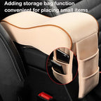 Auto Center Console Armrest Pillow Pad, Car Armrest Cushion Soft Memory Foam with Phone Holder Storage, Pockets Bag Seat Cushion Universal Fit for Most Car (Brown)
