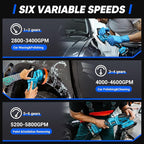 LDHTHOPI 23PCS Cordless Buffer Polisher Kit with 2×2.0Ah Battery & Charger, 10000RPM 1600W High Power Car Polisher with 6 Variable Speed, 17 Buffing Pads for Car Polishing Waxing Detailing