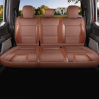Red Rain Custom Fit for Ford F150 Super Crew/Crew Cab 2015-2025 XL XLT STX Brown and Orange Leather Car Seat Cover Full Set 5 Seater (F150-Brown+Orange)