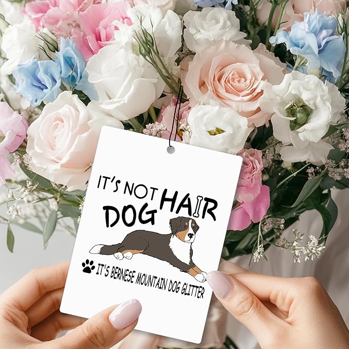 Mancheng-zi Funny Dog Car Air Freshener 3Pcs, Newfie Bernese Mountain Dachshund Lover Mom Gifts Air Freshener Hanging for Cars Closet Drawer or Books, Cute Dog Car Accessories Mirror Decor for Women