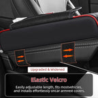 5 in 1 Car Center Console Cover, Armrest Pad with 2 Storage Pockets, Cup Holder, Tissue Box Slot, Phone Holder, Universal Car Interior Organizer (Black with Red Stitching)