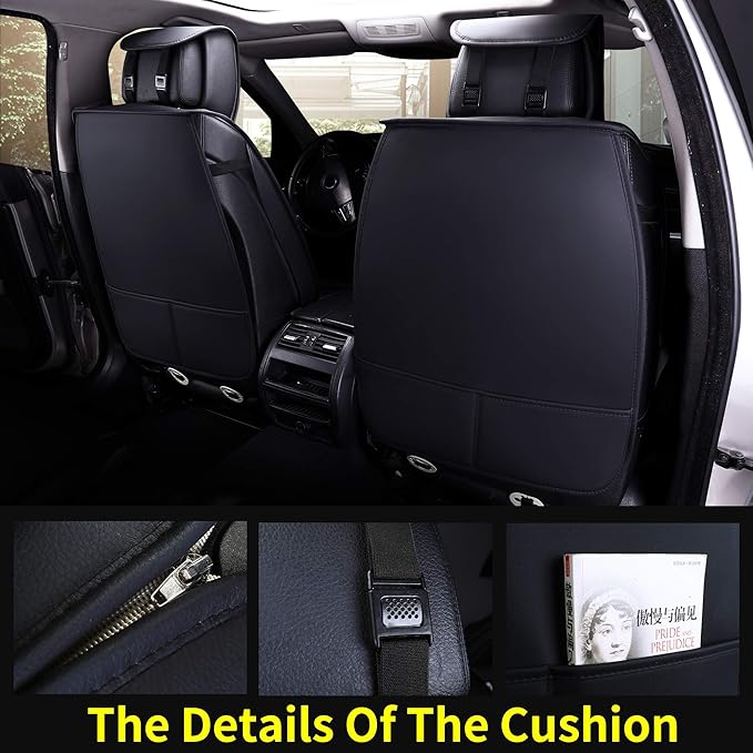 Aierxuan Front Car Seat Covers Universal Fit for Honda Civic Accord Crv, Toyota Camry Prius Rav4 Corolla, Kia, Lexus, Nissan, Mazda, Jeep Cherokee and Most Cars, with Waterproof Leather(Black and Red)
