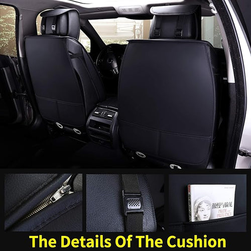 Aierxuan Car Seat Covers Full Set Universal Fit for Honda Civic Accord CRV, Toyota Camry Prius Rav4 Corolla, Kia, Lexus, Nissan, Mazda, Jeep Cherokee and Most Cars, with Waterproof Leather (Black)