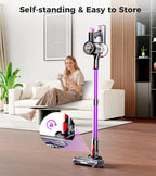 Cordless Vacuum Cleaner, 550W 45Kpa Vacuum Cleaners for Home, 60Mins Cordless Stick Vacuum with LED Display, Self-Standing & Anti-Tangle, 8-in-1 Wireless Vacuum for Carpet Pet Hair Hardfloor