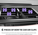 6 PCS Bow Car Air Freshener, Cute Bow Automotive Scent Air Fresheners Vent Clips, Coquette Vehicle Outlet Perfume Diffusers Interior Aesthetic Decorations for Women Girls (Purple)