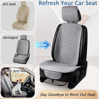 1 Pack Linen Car Seat Cover Front Seat Covers Soft & Breathable Front Premium Covers with Non-Slip Protector Universal Fits Most Automotive, Vans, SUVs, Trucks (1Pack Light Grey)