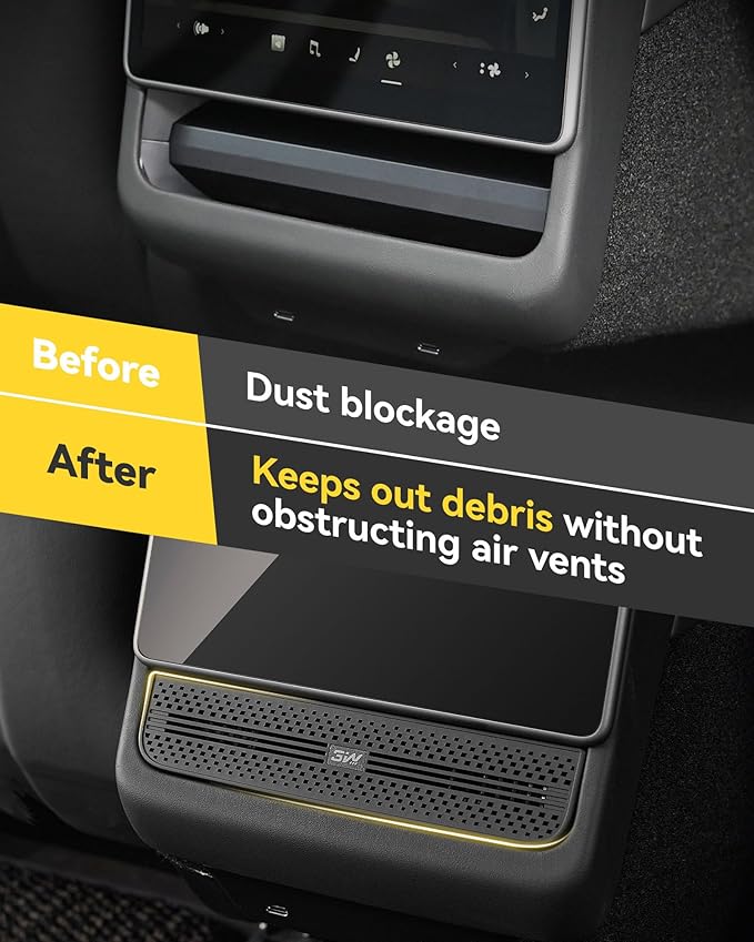 3W Car Air Freshener in Rear Vent for Model Y Juniper 2025 2026 & Model 3 Highland 2024-2026, Air Vent Protector, Air Fragrance Diffuser Set, 5 Scent Aroma Sticks, Long-Lasting