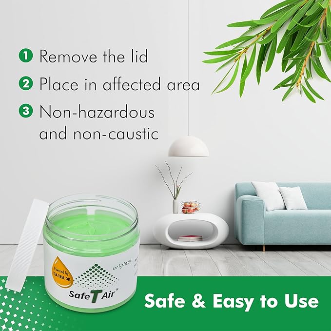 Tea Tree Oil Air Freshener Gel – Natural Odor Eliminator for Car, Home & Bathroom – Removes Smoke, Pet & Musty Odors – Long Lasting Deodorizer (400g / 14 oz Jar)