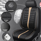 CAR PASS 3D Foam Mesh Leather Car Seat Covers Full Set, Breathable Premium Leather Seat Covers for Car,Anti Slip Universal Fit for Trucks Cars Sedans Vans SUVs, Airbag Compatible, Black Beige