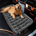 Soulbond Dog Bed for Car Back Seat Soft Plush Backseat Pet Bed Mat Non-Slip Travel Pet Mat, Fuzzy Plaid Dog Seat Cover, Fit for Backseat Extenders and Trucks SUVs (Glossy-Dark Gray, 54" x 24.8")