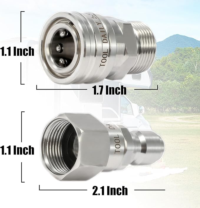 Tool Daily Pressure Washer Adapter Set with Swivel, M22 14mm to 3/8" Quick Connect, Stainless Steel Quick Disconnect Swivel for Power Washer Hose, 5000 PSI, Pack of 2