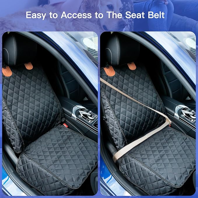 PETICON Front Seat Cover 2 Pack, Full Protection Dog Car Seat Cover with Side Flaps, Nonslip Scratchproof Captain Chair Seat Cover Fits for Cars, Trucks, SUVs, Jeep, Black