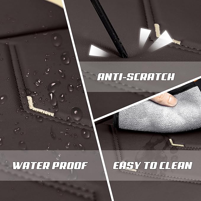 Car Seat Covers Fit for Toyota rav4 2000-2026, Stylish Sport Seat Covers, Waterproof Wear-Resistant Premium Nappa Leather Car Seat Cover.(Full Set with Pillow/Coffee Color)