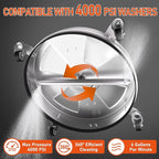 18" Dual Handle Pressure Washer Surface Cleaner with 4 Wheels, 4000 PSI Max Stainless Steel Surface Cleaner for Pressure Washer, 3/8" Inlet Connector, for Concrete, Patio, Sidewalk, Deck