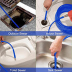 West Bay Sewer Jetter Kit 100 FT for Pressure Washer, 5800 PSI Drain Cleaner Hose 1/4 Inch NPT Corner Rotating and Button Nose Sewer Jetting Nozzle Spanner WatertightTape Pearl Corsage Pin(Blue)