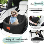 Dog Car Seat for Small Dogs Up to 30 Lbs,Ultra Soft Fabric Fill in Comfy Memory Foam,Happy Pet Ride,2 Safety Dog Leashes,Fully Detachable and Washable,Anti Slip Base(Black)