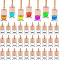 60 Pcs Hanging Car Air Freshener Car Diffuser Bottle Empty Glass Perfume Bottles Air Freshener Diffuser Bottle Pendant for Essential Oils Fragrance Aromatherapy Ornament Decor (Fresh Style)