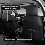 Black Universal Car Seat Covers Premium Nappa Leather with Lumbar Support Waterproof Full Set Non-Slip Contoured Fit Airbag Compatible Fits Most Vehicles Easy to Clean and Install