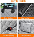 PETICON Dog Car Seat Cover with Mesh Window, 100% Waterproof Pet Seat Cover for Back Seat, Scratchproof Dog Hammock for Cars, Trucks, SUVs, Jeeps (Gray)