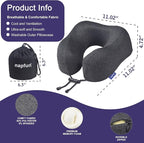 napfun Neck Pillow for Traveling, Upgraded Travel Neck Pillow for Airplane 100% Pure Memory Foam Travel Pillow for Flight Headrest Sleep, Portable Plane Accessories, Full Black
