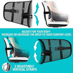 Lumbar Support - Breathable Mesh Office & Car Chair Back Support with Double Adjustable Straps for All-Day Comfort