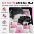 Backseat Dog Bed Mat, Non-Slip Dog Bed for Car Back Seat, Soft & Cozy Dogs Blanket, Washable Travel Pet Mat Seat Protector for Cars, SUVs, Trucks (Pink/White, 51.1" L x 23.6" W x 1.5" Th)