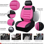 CAR Pass Leather 3D Foam Back Support Car Seat Covers Full Set Air Mesh Automotive Seat Covers, All Season Car Seat Cover Fit Automotive,SUV,Sedan,Van, Airbag Compatible Elegance (Black and Pink)