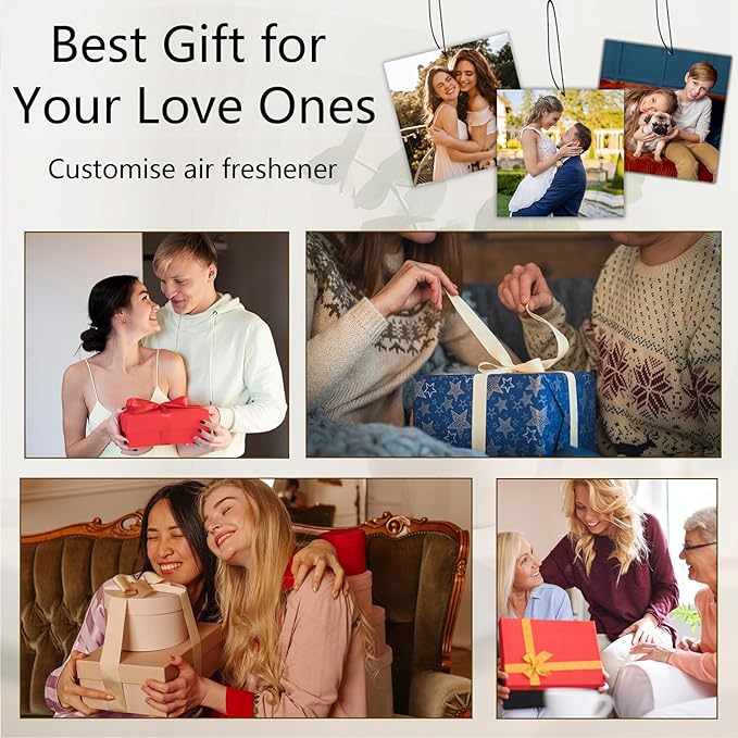 Custom Air Fresheners with Picture, Personalized Photo Air Freshener for Car Wardrobe Bathroom Hanging Ornaments (Square-)