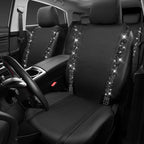 CAR PASS Bling Diamond Car Seat Covers, Shining Rhinestones Waterproof Faux Leather, 7 Seats 3 Rows with Zipper Glitter Crystal Sparkle Strips Universal Fit 95% MPV,SUV,CAR for Women Girl, Black