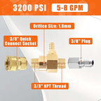 PWACCS Chemical Injector Kit for Pressure Washer, Downstream Injector with 10 FT Siphon Hose, 5-8 GPM, 3/8 Inch Quick Connect