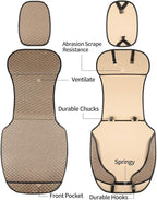 Breathable Car Seat Cover,Luxury Front Seat Cover,Durable and Non Slip,Polyester Silk Material, Universal Car Seat Cushion,Suitable for All Seasons,Airbag Compatible(Beige，2PCS)