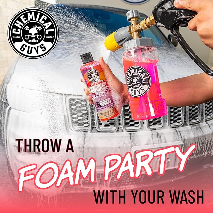 Chemical Guys CWS21564 Sticky Snowball Ultra Snow Foam Car Wash Soap (for Foam Cannons, Foam Guns or Bucket Washes) for Cars, Trucks, Motorcycles, RVs & More 64 fl oz (Half Gallon) Cherry Scent