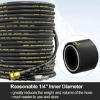 POHIR Power Washer Hose 125FT, High Pressure Washer Hose with 3/8'' Quick Connector, Steel Wire Braided Hose with 2 Quick Connect Kits Compatible M22 14 mm, Hose for Pressure Washer 4200 PSI