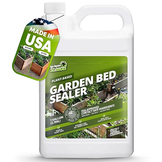 1 Gallon oz Garden Box Sealer - Covers 37.5 to 187.5 sq ft., Ideal Garden Bed Sealer - Wood Waterproofing, Food Safe Sealant - Wood Sealant that Protects Against Sun, Water & Weather Damages