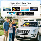 63"x28.5" Car Windshield Sun Shade with Storage Pouch, Stylish Printed Front Window Sunshade with Double Ring Frame, Universal Fit Foldable Heat Blocker & UV Protector for SUV, Sedan (Duck)