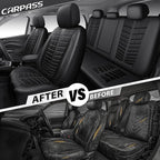 CAR PASS 3D Foam Mesh Leather Car Seat Covers Full Set, Breathable Premium Leather Seat Covers for Car, Anti Slip Universal Fit for Trucks Cars Sedans Vans SUVs, Airbag Compatible, All Black