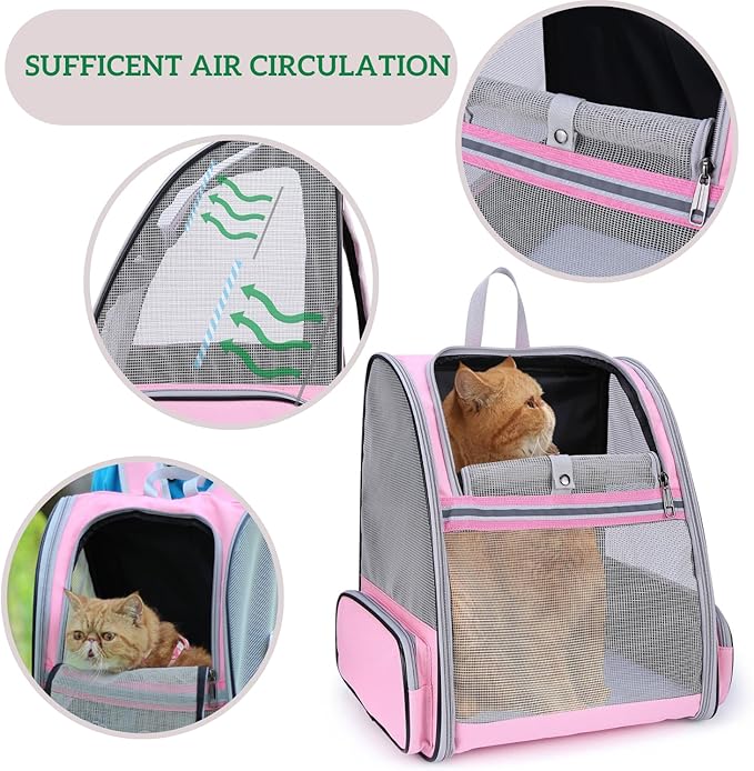 Lollimeow Cat Backpack Carrier, Ideal for Small Animals & Puppies, Airline Approved,Safe for Travel, Hiking, Vet Transport & Outdoor Use Fully Ventilated Design for Ultimate Comfort On-the-Go