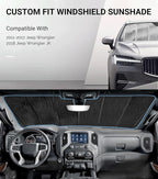 Windshield Sun Shade for Jeep Wrangler 2011-2017, Wrangler JK 2018 Front Window Sunshade - AstraGuard