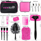 Viewsun 20PCS Car Cleaning Kit, Pink Car Interior Detailing Kit with Drill Brush Set, Windshield Cleaning Tool, Detailing Brushes, Wire Brushes, Cleaning Gel, Complete Cleaning Supplies for Women