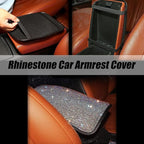 ZKFAR Pack-1 Bling Car Armrest Cover, 8.66" x 11.81" Cute Charming Auto Center Console Protective Cover, Luster Crystal Rhinestone Car Arm Rest Cushion Pad (Pink)