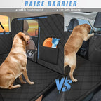 Back Seat Extender for Dogs-Large Space, High Barrier Hard Bottom Dog Car Seat Cover for Back Seat Hold 420lb, Backseat Protector Pet Bed, Waterproof Dog Hammock for Car SUV and Trucks, Black